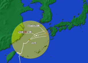 【台風情報】台風30号（チャンパー）東シナ海を北東へ…中心気圧は996ヘクトパスカル、中心付近の最大風速は毎秒20メートル_26日朝には温帯低気圧に変わる予想