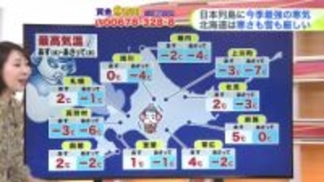 【菅井さんの天気予報 2日(火)】真冬並みの寒気が流入！北海道は局地的な大雪で寒さも厳しい…札幌は-2℃予報
