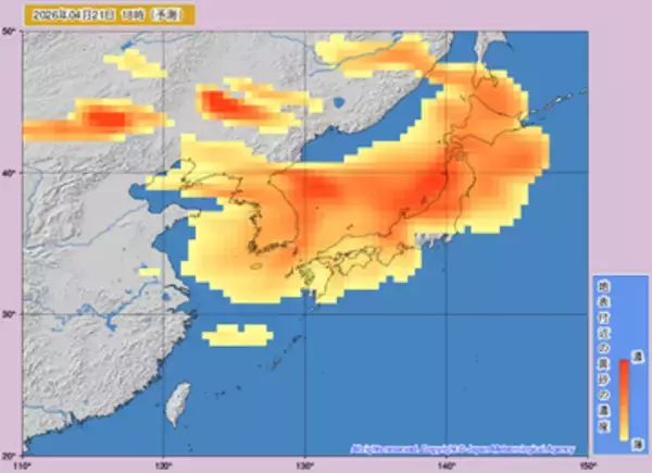 【黄砂予想】北海道で21日から22日にかけ広範囲で…視程5キロ未満で交通障害のおそれも_札幌管区気象台が注意呼びかけ