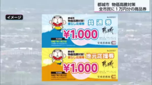 都城市　物価高騰支援策　全市民に1万円分の商品券配布