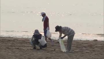 アカウミガメの産卵シーズン　宮崎市の海岸でボランティアによる清掃活動