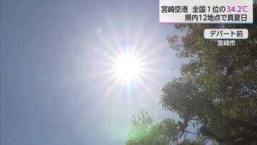 宮崎空港で全国1位　猛暑日に迫る34.2℃「肌にまとわりつく暑さ」熱中症に厳重警戒を