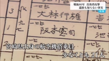 真珠湾攻撃に加わった宮崎県出身者は少なくとも21人　遺族も知らない事実