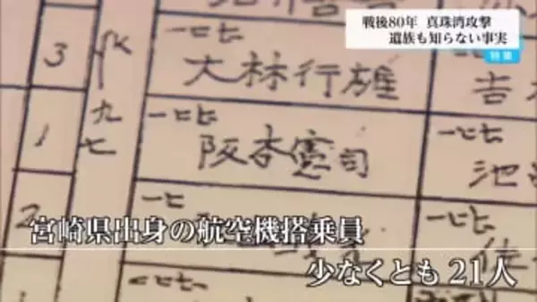真珠湾攻撃に加わった宮崎県出身者は少なくとも21人　遺族も知らない事実