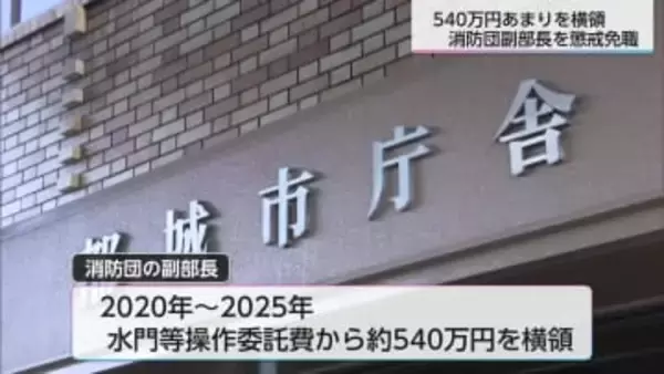 都城市消防団の40代副部長が540万円あまりを横領　懲戒免職処分に