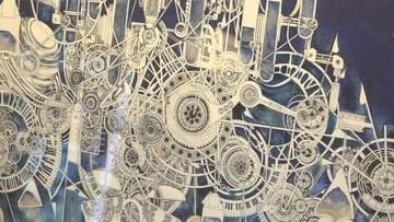ワイナリーで個展　ワインのラベルを描いた画家・服部幸さんの作品が並ぶ　山梨・ワイナリー丸藤葡萄酒工業