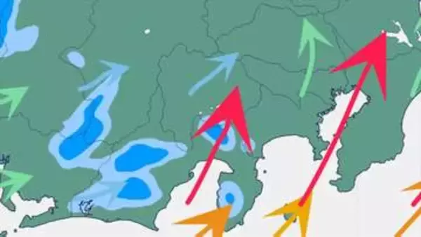 【関東地方】８日昼過ぎ～夜遅くにかけ　落雷や竜巻などの激しい突風、急な強い雨などに注意　大気が非常に不安定　【雨と風、発雷確率のシミュレーション】
