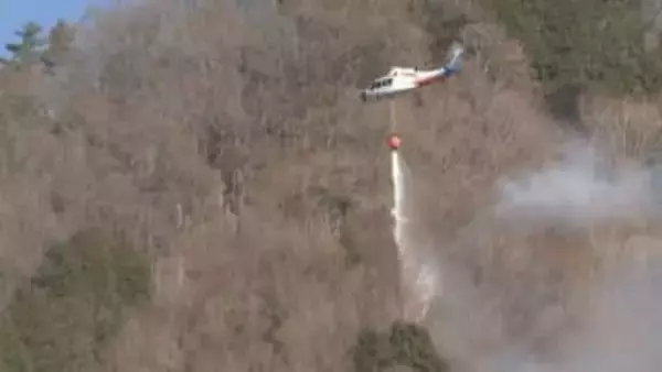 【LIVE画像あり】山林火災延焼続く　火は最も近い住宅まで約50メートル　ヘリコプターなどで消火活動再開　山梨・上野原市