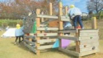 「子どもがいっぱい遊べるところが出来てうれしい」　大型複合遊具設置の公園を初整備　0～3歳が遊べるエリアも　山梨・ほくともりっこパーク