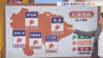 3連休は紅葉狩りのラストチャンス　晴れて日に日に気温が上昇　月曜日が最も暖かく火曜日は雨に　米津龍一気象予報士が解説　山梨