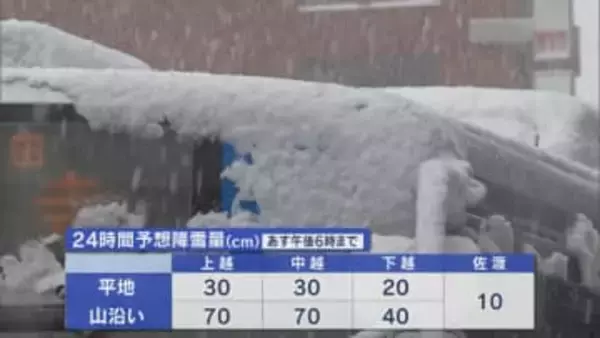 12日夕方にかけて大雪に 集中除雪による通行止めも 交通障害などに注意警戒【新潟】