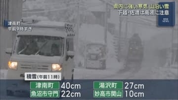 県内に強い寒気 山沿いを中心に雪、下越･佐渡は高波注意【新潟】
