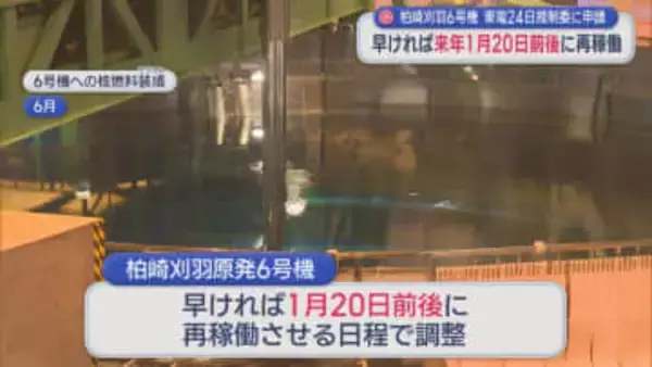 【柏崎刈羽原発｜6号機】再稼働 早ければ来年1月20日前後に、東京電力が24日規制委に申請【新潟】