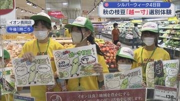 小・中学生が長岡産ブランド枝豆の選別体験、店頭で販売体験も【新潟・長岡市】