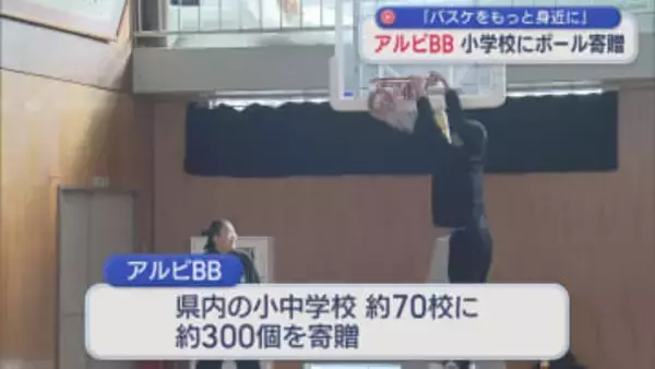 アルビBB「バスケをもっと身近に」新潟市の小学校にボール寄贈【新潟】