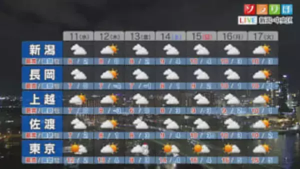 11日は花粉が大量飛散･･･空気も冷たく暖かい服装を忘れずに【これからの天気(3月10日18時40分現在)｜新潟】