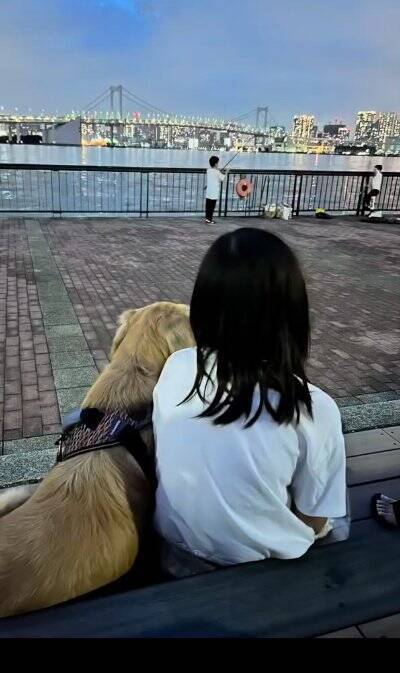 女の子とのお散歩中にあった『急な階段』→大型犬が一緒に降りようと…ジワジワくる『可愛い対処法』に「仲良しコンビ」「階段あるある」の声