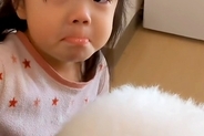 朝、3歳の女の子が『寝ている犬を起こそうとした』結果→反応がなく『死んでしまった』と勘違いして…愛に溢れた光景が52万再生「演技派ｗ」