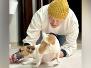 出張から帰ってきたパパ→犬が『大興奮しすぎた』結果…想定外すぎる『まさかの結末』が11万再生「嬉しかったんだね」「我慢できなかったｗ」