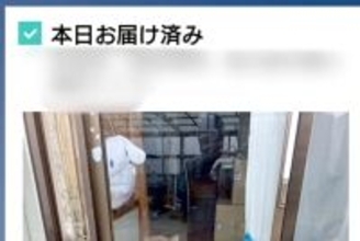 Amazonの置き配で『お届け完了通知』が来たので確認→もはや商品がメインではない『まさかの光景』に反響「守ってるｗ」「写ってなくて草」