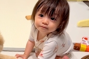 1歳の女の子が『犬を愛しすぎた』結果→お散歩終わりのお風呂にも来て…あまりにも尊い『ふたりの世界』が44万再生「天国」「おてて繋いでる」