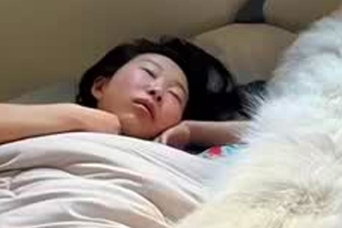 朝、尿意で目覚めた男性→トイレから戻ると、自分が寝ていた場所に…完全に居場所がなくなった光景が64万再生「サイズが人で草」「幸せそうｗ」
