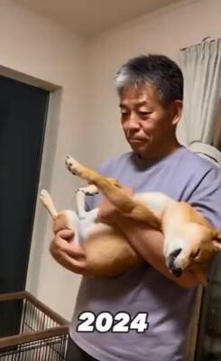 『３番目の孫』として子犬をお迎えしたおじいちゃん→１年後…愛情たっぷりな『心温まる光景』が76万再生「どちらもデレデレｗ」と絶賛の声