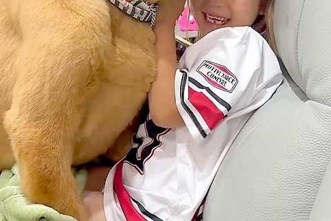 小さな女の子のことが大好きな大型犬→愛が重すぎて…まさかの『距離感がバグっている光景』に34万再生の反響「満足気で草」「羨ましすぎるｗ」