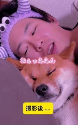 朝、犬とベッドで『不倫ごっこ』をしてみたら…まるでコントのような『まさかの対応』が284万再生「仏頂面で草」「悪い男の顔ｗ」と爆笑の声
