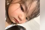 悪いことをしてパパに叱られてしまった女の子→すかさず『大型犬』に抱きつき、泣いた結果…包容力がありすぎる『心あたたまる光景』に反響