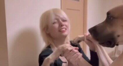 超大型犬が『仕事に行こうとするママ』にした行動…ダイナミック過ぎる『阻止方法』が愛おしすぎると74万再生「壁ドンで草」「愛が重いｗ」