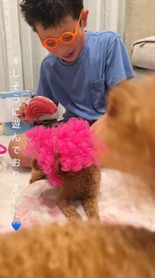 『嫌な予感…』犬と男の子が遊ぶ部屋を覗いてみた結果…まさかの『シュールすぎる姿』が414万再生「まつ毛ｗ」「こっち見ないで笑」と爆笑