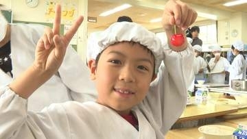 地元の農産物に親しんでもらおうと125キロのサクランボが給食に　山形県東根市