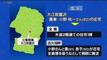 山形・大江町の住宅火災　隣接する農作業小屋などにも延焼　住宅1階から出火したか