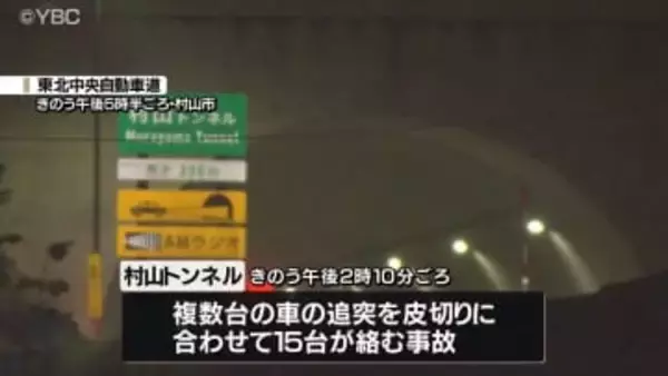 山形・村山市の東北中央道で車15台絡む追突事故　事故当時は路面は凍結 スリップか
