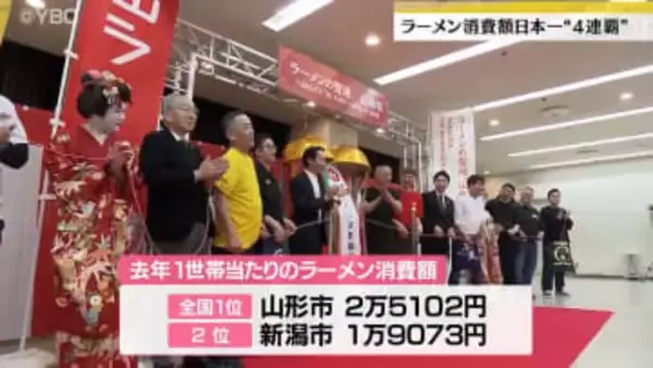 去年１年間のラーメン消費額４年連続で山形市が日本一 １世帯当たり２万5102円　2位・新潟市と6000円余りの大差