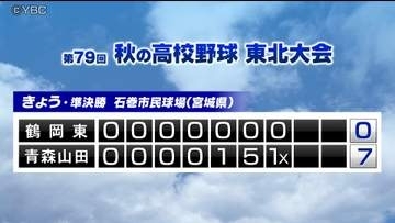 秋の高校野球東北大会で山形県第１代表の鶴岡東は青森山田にコールド負け