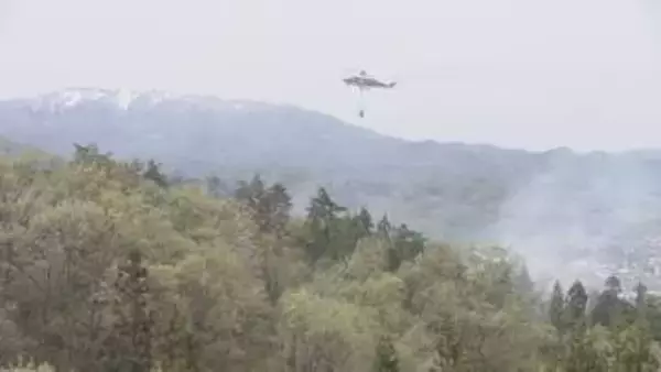 大山自然公園付近で発生した山林火災 鎮圧から一夜明け鎮火 被害なし 大江町