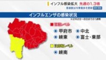 「小中学校の流行が親世代に」 インフル感染拡大 患者数は先週の1.3倍 今季最多を更新 山梨