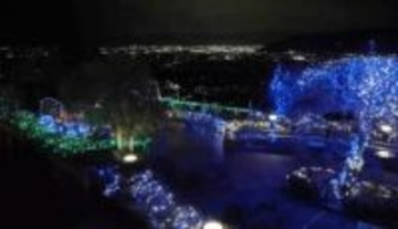 「キラキラで癒やされる」 甲府盆地の夜景と共演 勝沼ぶどうの丘のイルミネーション 山梨・甲州市