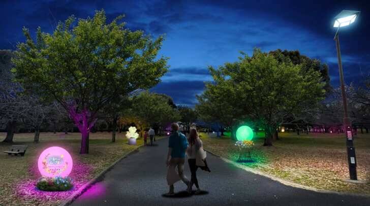 足立区・舎人公園、ネモフィラブルーと幻想的な光の演出が楽しめる「花と光のムーブメント 舎人公園～ネモフィラと百花の花景色～」4月10日より開催！