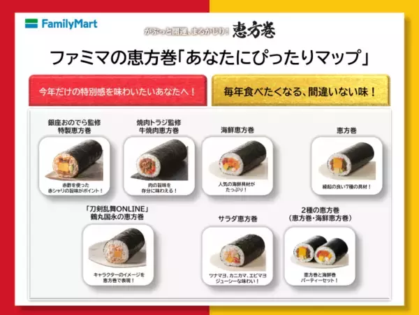 「ファミマの恵方巻、今年は“選ぶ楽しさ”を提案！2026年版『あなたにぴったりマップ』公開」の画像