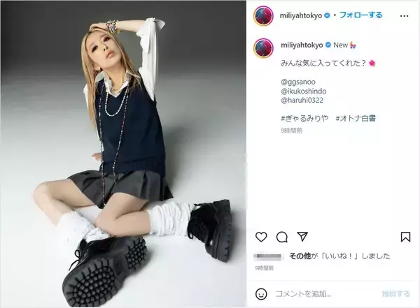 「加藤ミリヤ、超ミニスカ＆ルーズソックスのギャル制服姿を公開！」の画像