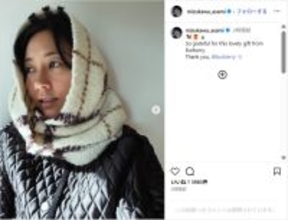 水川あさみ、バーバリーのマフラーコーデ公開！「冬のあさみさんだ」「素敵です」