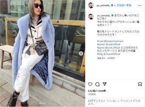 山田優、もこもこコートのお洒落な私服姿を公開！「良く似合ってます」「かっこいい」と絶賛