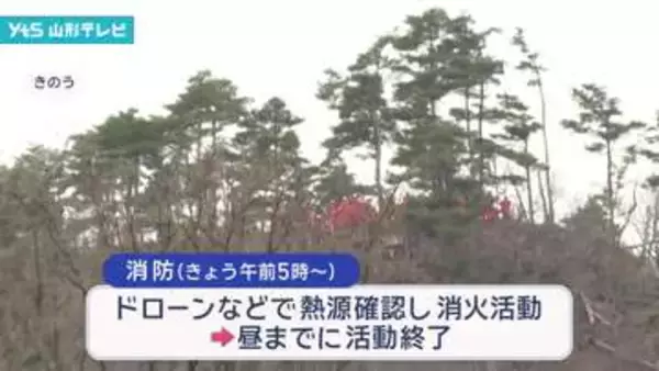 上山の林野火災　鎮火 あす以降に