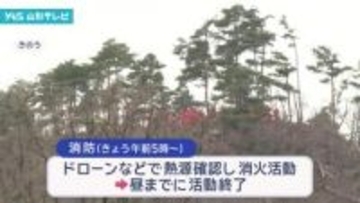 上山の林野火災　鎮火 あす以降に