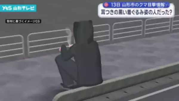 山形市で目撃のクマ 耳付きの黒い着ぐるみ姿の人か