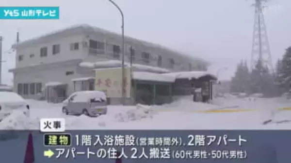 無人の入浴施設で火事　２階アパートの住民　搬送