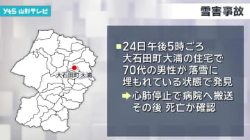 大石田町で落雪事故、70代の男性が死亡